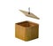Open bamboo box with floating cap isolated.