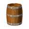 Open barrel wooden with metal stripes, for alcohol, wine, rum, beer and other beverages, or treasures, gunpowder