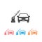 Open barrier, car vector icon set on white isolated