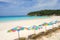 The open beach in front of the resort