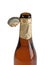 Open beer bottle with cover
