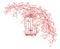 Open bird cage among blooming sakura vector design