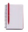 Open blank checked notebook with red pen