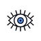 Open blue eye line icon on white background. Look, see, sight, view sign and symbol. Vector linear graphic element