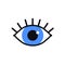 Open blue eye line icon on white background. Look, see, sight, view sign and symbol. Vector linear graphic element