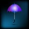 Open blue umbrella under rain light