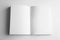 Open book with blank pages on white background. Mock up for design