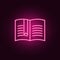 open book with a bookmark icon. Elements of Books and magazines in neon style icons. Simple icon for websites, web design, mobile