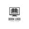 Open book on computer screen graphic logo template