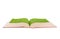 Open book covered with grass  on white background
