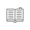 Open book, criminal code line icon.