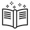 Open book and crosses icon, outline style