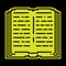 Open book. Education at school, knowledge acquisition in the library. Pixel silhouette icon. Simple black and yellow vector