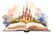 open book fairy tale magical castle AI generated