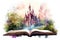 open book fairy tale magical castle AI generated