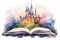open book fairy tale magical castle AI generated