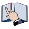 Open book with finger icon