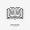 Open book flat line icon. Vector thin sign of diary, library logo. Dictionary, encyclopedia outline illustration