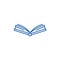 Open book frontview line icon concept. Open book frontview flat  vector symbol, sign, outline illustration.