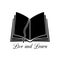 Open book icon. Book or magazine with bookmark black vector pictogram on white for literature and publish