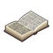 Open Book isometric . Ancient text. old edition in Hard