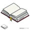 Open book isometric vector icon, outline and filled symbols