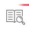 Open book and magnifying glass or magnifier vector icon.