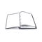Open book. Small creative black logo of opened top studying page without text for library vector template