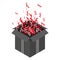 Open box confetti icon, isometric style