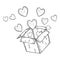 Open box with heart charity humanitarian international day isolated doodle hand drawn sketch with outline style