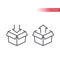 Open box parcel with arrow line vector icon.