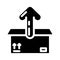 open box unpacking loading contents glyph icon vector illustration