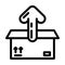 open box unpacking loading contents line icon vector illustration