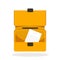 Open briefcase icon with document inside. Isolated vector illustration