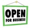 Open for Business Sign Hanging Store Window Door