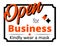 Open for Business Sign that reads Open for Business Kindly Wear a Mask in black white and orange