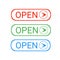 Open buttons for web icon various color white background