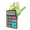 Open calculator, white background, 3d