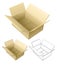 Open cardboard box isolated