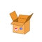 Open cardboard box package, delivery illustration, vector