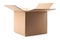 Open cardboard box on white background