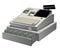 Open cash register on a white background