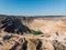 Open cast limestone quarry, aerial view. Mining industry