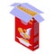 Open cereal flakes package icon, isometric style