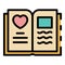 Open a children diary icon color outline vector