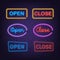 Open and close collection neon signboard