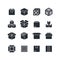Open and closed box black silhouette icons isolated. Package vector symbols