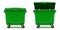 Open and closed green garbage container