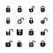 Open and closed padlock icons. Lock, security and password vector isolated symbols