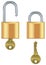 Open and closed padlock set with key